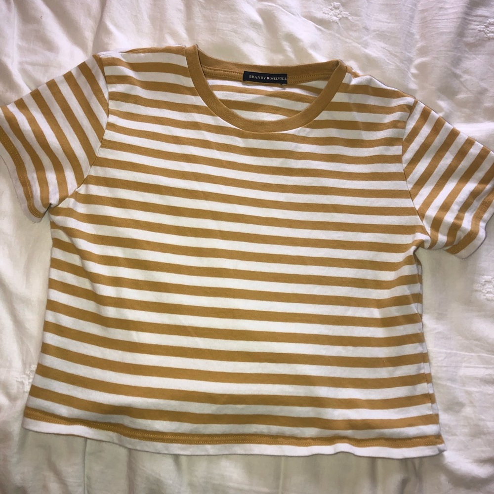 Yellow and white striped brandy Melville top